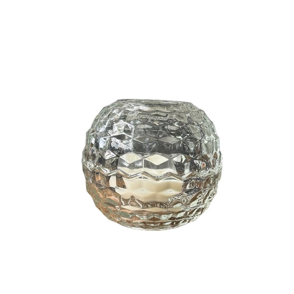 Vintage Clear Glass Cubist Round Fairy Lamp Tealight Votive
Candleholder - Picture 1 of 5